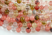 Strawberry Quartz, High Quality in Smooth Round-6mm, 8mm, 10mm, 12mm- Wholesale Bulk or Single Strand! AAA Quality Gemstone Beads