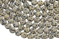 Natural Faceted Dalmatian Jasper, High Quality in Faceted Round, 4mm, 6mm, 8mm, 10mm, 12mm- Full 15.5 Inch Strand Gemstone Beads