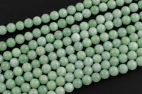 Green Angelite Jade Smooth Round Beads 6mm 8mm 10mm - Single or Bulk - 15.5" AAA Quality