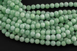 Green Angelite Jade Smooth Round Beads 6mm 8mm 10mm - Single or Bulk - 15.5" AAA Quality