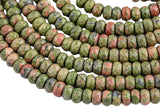 Natural Unakite Unikite- High Quality in Faceted Roundel- 4mm, 6mm, 8mm, 10mm, 12mm Gemstone Beads