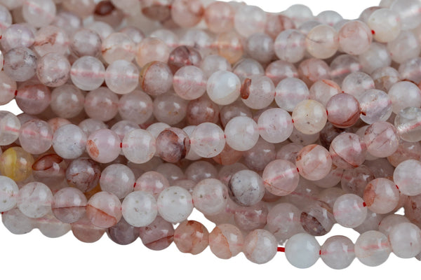 Natural Red Hematoid Lepidocrocite Quartz 6mm 8mm 10mm Round Beads Rare Red Quartz Crystal Powerful Energy Stone 15.5" Strand Smooth