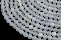 Natural Matt White Agate, High Quality in Matt Faceted Round, 6-10mm Gemstone Beads