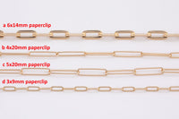 18K Rose Gold Paperclip Chain gold plated rose gold High Quality Paper Clip Chain - 1 yard / 3 feet