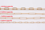 18K Rose Gold Paperclip Chain gold plated rose gold High Quality Paper Clip Chain - 1 yard / 3 feet