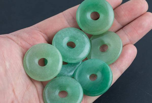 Green Aventurine Donut Circle Pi Stone Pendant