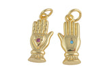 1 pc 18 kt Gold CZ Tarot Palm Hand Card Reading - 7x17mm