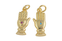 1 pc 18 kt Gold CZ Tarot Palm Hand Card Reading - 7x17mm