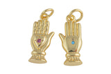 1 pc 18 kt Gold CZ Tarot Palm Hand Card Reading - 7x17mm