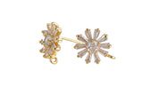 2pc 18K Gold Earrings Stud Flower CZ Earrings- 2PC per order -12mm