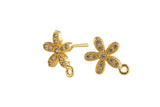 2pc 18K Gold Earrings Stud Flower CZ Earrings- 2PC per order -10mm