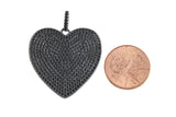 Cubic Zirconia Rhinestone Pave Black Heart 30mm