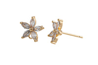 4pc 18K Gold Earrings Stud Flower CZ Earrings- 4PC per order -11mm