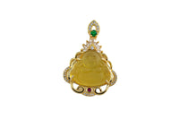 1 pc Micro Pave Buddha 24k Gold Pendant Gold Buddha Charm for Laughing Buddha for Religious Jewelry Making Supply Trend