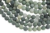 Natural Green Rutilated Quartz Grade AAA Matte Round 6mm, 8mm, 10mm, 12mm- Full 15.5 Inch Strand AAA Quality Smooth Gemstone Beads