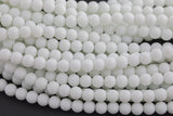 Natural Matte White Jade, High Quality in Matt Round, -Full Strand 15.5 inch Strand, 4mm, 6mm, 8mm, 12mm, or 14mm Beads AAA Quality