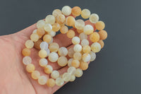 Natural Wood Opalized Agate Bracelet Smooth Round Size 6mm 8mm 10mm and 12mm- Handmade In USA- approx. 7-7.5" Bracelet Crystal Bracelet- LGS