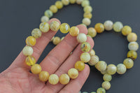 Natural Yellow Opal Bracelet Smooth Round Size 10mm and 12mm- Handmade In USA- approx. 7-7.5" Bracelet Crystal Bracelet- LGS