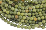 Natural Green Olivine Jade Faceted Round Beads. A Quality Full Strand Gemstone Beads