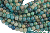 Natural Chrysocolla Beads 6mm 8mm 10mm 12mm Round Real Natural Blue Green Chrysocolla Red Iron Matrix Gemstone Arizona 15.5" Strand