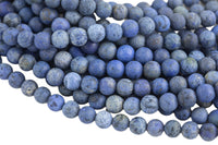 Natural Russian Matte Dumortierite, High Quality in Round, 6mm, 8mm, 10mm, 12mm Smooth Gemstone Beads