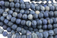 Natural Sodalite, High Quality in Matte Round, 6mm, 8mm, 10mm, 12mm- Full Strand- Gemstone Beads