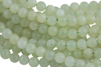 Natural New Mountain Jade, High Quality in Round, 4mm, 6mm, 8mm, 10mm, 12mm, 14mm-Full Strand 16 inch Strand Smooth Gemstone Beads