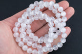 Selenite Bracelet Round Size 6mm and 8mm Handmade In USA - Natural Gemstone Crystal Bracelets Handmade Jewelry - approx. 7" Crystal Bracelet