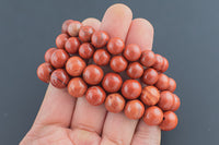 Natural Red Jasper Round Size 10mm and 12mm- Handmade In USA- approx. 7-7.5" Bracelet Crystal Bracelet- LGS