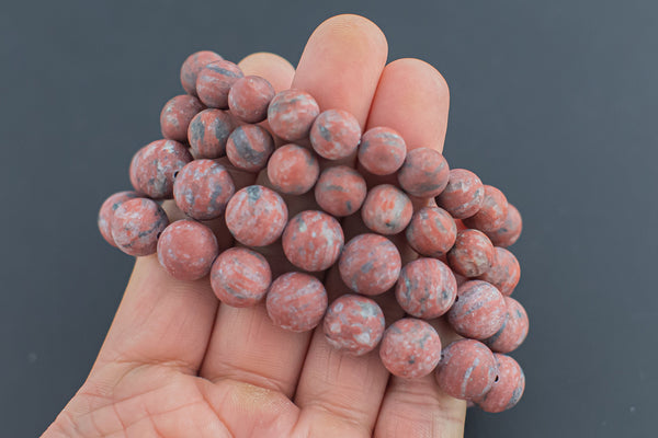 Natural Sesame Jasper Matte Round Size 10mm and 12mm- Handmade In USA- approx. 7-7.5" Bracelet Crystal Bracelet- LGS