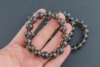 Smokey Quartz Bracelet Round Size 10mm and 12mm - Handmade In USA Natural Gemstone Crystal Bracelets - Handmade Jewelry - approx. 7.5"- LGS