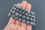 Larvikite Marble Labradorite Bracelet Round Size 10mm and 12mm Handmade In USA Natural Gemstone Bracelets - Handmade Jewelry- LGS