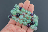 Natural Rainbow Fluorite Round Size 10mm and 12mm- Handmade In USA- approx. Bracelet Crystal Bracelet- LGS