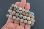 Natural Cream Tan Opal Faceted Round Size 10mm and 12mm- Handmade In USA- approx. 7-7.5" Bracelet Crystal Bracelet- LGS
