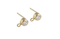 Birthstone Gold Filled CZ Earring Stud with Open Ring- 14/20 Gold Filled- USA Product- 2 pcs per order