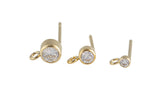 Birthstone Gold Filled CZ Earring Stud with Open Ring- 14/20 Gold Filled- USA Product- 2 pcs per order