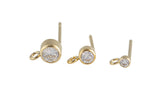 Gold Filled CZ Earring Stud with Open Ring- 14/20 Gold Filled- USA Product- 2 pcs per order
