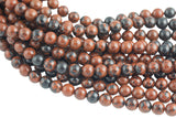 Natural Mahogany Jasper Mahogany Obsidian, High Quality in Round,4mm, 6mm, 8mm, 10mm, 12mm- Full 15.5 Inch strand- Smooth Gemstone Beads