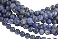 Natural Sodalite Beads AAA Quality, High Quality in Round- 4mm, 6mm, 8mm, 10mm, 12mm- Full 15.5 Inch Strand- Smooth Gemstone Beads