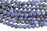 Natural Sodalite Beads AAA Quality, High Quality in Round- 4mm, 6mm, 8mm, 10mm, 12mm- Full 15.5 Inch Strand- Smooth Gemstone Beads