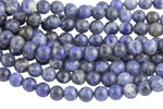 Natural Sodalite Beads AAA Quality, High Quality in Round- 4mm, 6mm, 8mm, 10mm, 12mm- Full 15.5 Inch Strand- Smooth Gemstone Beads