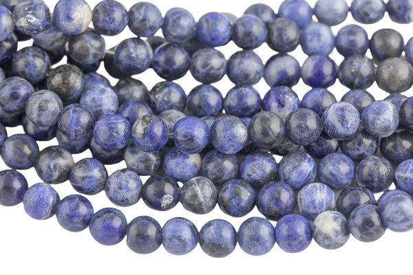 Natural Sodalite Beads AAA Quality, High Quality in Round- 4mm, 6mm, 8mm, 10mm, 12mm- Full 15.5 Inch Strand- Smooth Gemstone Beads