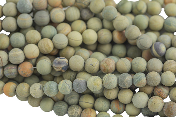 Natural Silver Leaf Jasper, High Quality in Matt Round- 6mm ,8mm, 10mm, 12mm- Full 15.5 Inch Strand Gemstone Beads