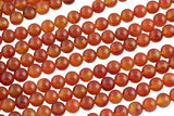 Natural Light Carnelian Beads High Quality Smooth Round 6mm, 8mm, 10mm, 12mm, 14mm- Full Strand 15.5 Inches Long AAA Quality Smooth