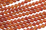 Natural Light Carnelian Beads High Quality Smooth Round 6mm, 8mm, 10mm, 12mm, 14mm- Full Strand 15.5 Inches Long AAA Quality Smooth