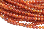 Natural Light Carnelian Beads High Quality Smooth Round 6mm, 8mm, 10mm, 12mm, 14mm- Full Strand 15.5 Inches Long AAA Quality Smooth