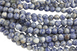 Natural Light Sodalite Round- 6mm 8mm 10mm 12mm-Full Strand 15.5 inch Strand AAA Quality Smooth Gemstone Beads