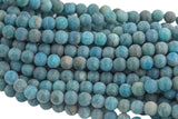 Natural Matte Apatite Round sizes 4mm, 6mm, 8mm, 10mm, 12mm, 14mm- Full 15.5 Inch strand AAA Quality Smooth Gemstone Beads