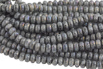 Natural Larvikite Marble Labradorite ab Faceted Roundel- 6mm, 8mm, 10mm- Full 15.5 Inch Strand Gemstone Beads