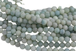 Natural Matte Blue Green Aquamarine Beads - Matte Finished Round 6mm 8mm 10mm - Full Strand 15.5" - Smooth Gemstone Beads